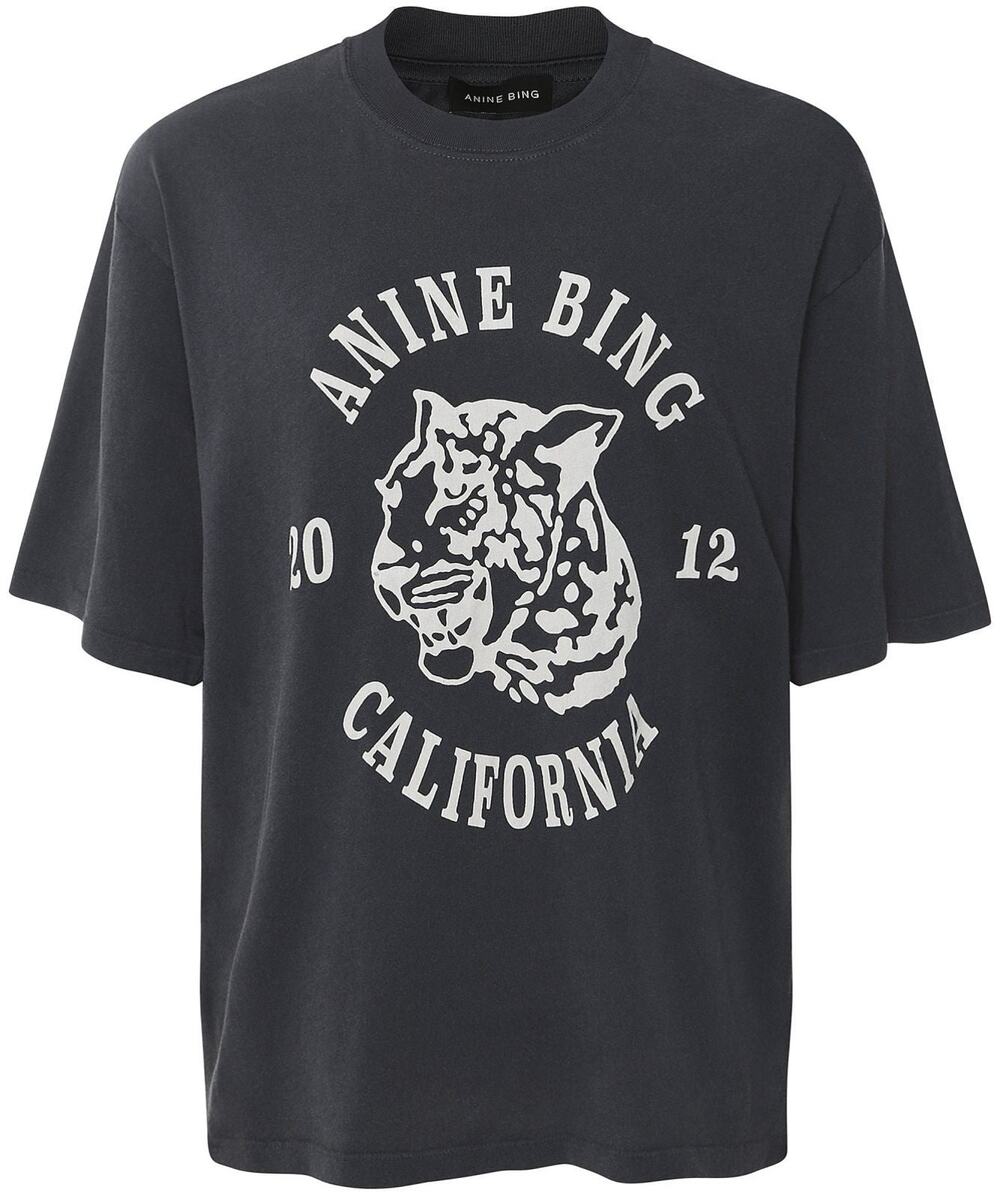 ANINE BING Avi Short Sleeves Crewneck Tee Collegiate Leopard - M